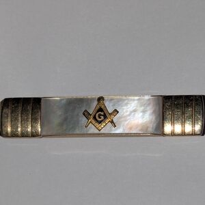 MOP Gold Silver Masonic Tie Clip